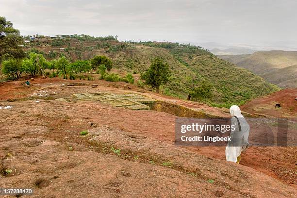 saint giorgis, lalibela, ethiopia - ethiopian orthodox church stock pictures, royalty-free photos & images