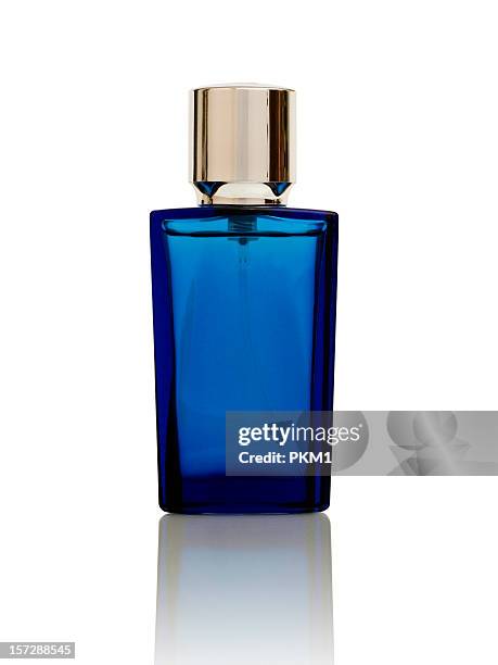 pefume flasche (with clipping path - classic blue stock-fotos und bilder