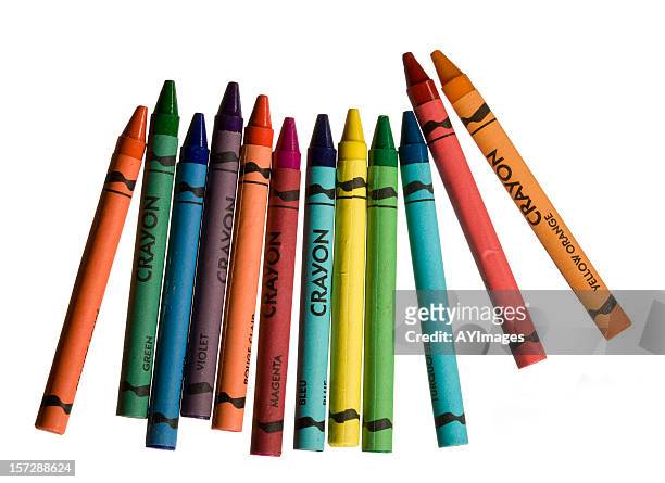 colorful crayons on white - crayons stock pictures, royalty-free photos & images