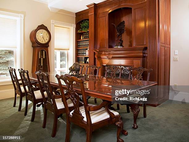 formal dining room - grandfather clock stock pictures, royalty-free photos & images