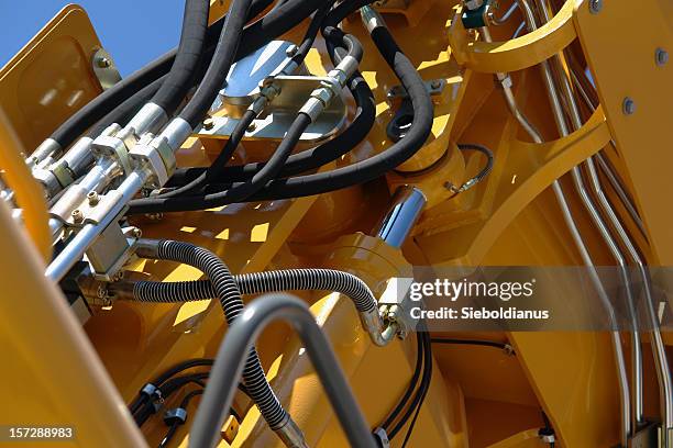 hydraulic details baumaschine. - hebebühne stock-fotos und bilder