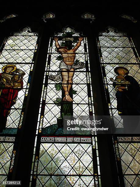 llandaff cathedral stained glass windows - lamb of god stock pictures, royalty-free photos & images