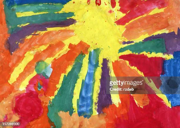 very colorful children's painting - painted image stock illustrations