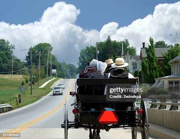 amish courtiser buggy - amish photos et images de collection