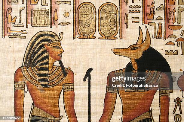 egyptian gods - hieroglyphics stockfoto's en -beelden