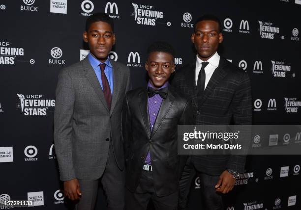 Actors Kwame Boateng, Kwesi Boakye and Kofi Siriboe arrive at UNCF's 34th Annual An Evening Of Stars held at Pasadena Civic Auditorium on December 1,...