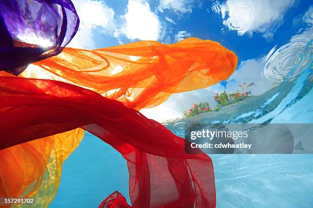 fabric underwater - silk garment stock pictures, royalty-free photos & images