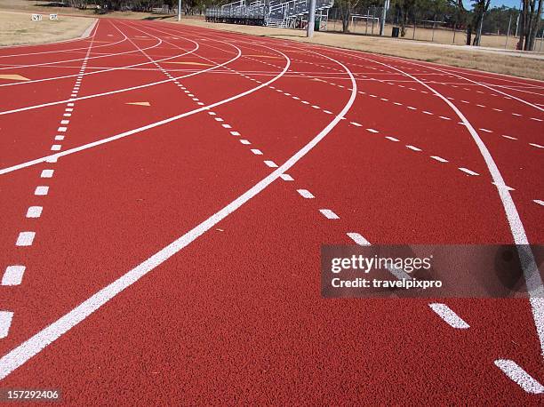 running track and lanes - sprint finish stock pictures, royalty-free photos & images