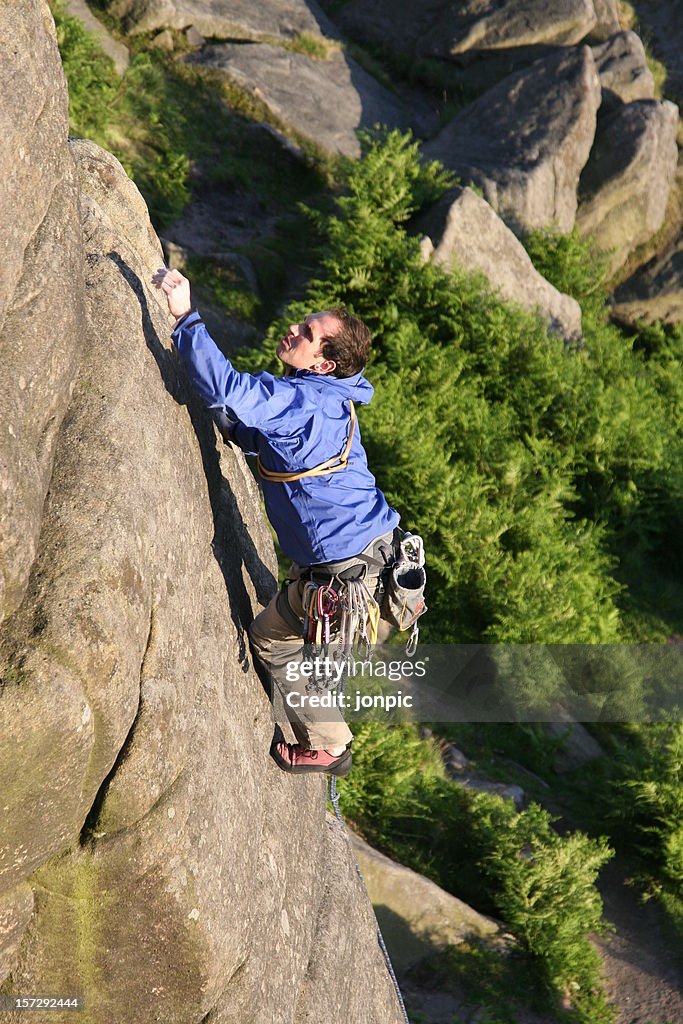 Rock Climber, Stanage Edge, Peak District National Park