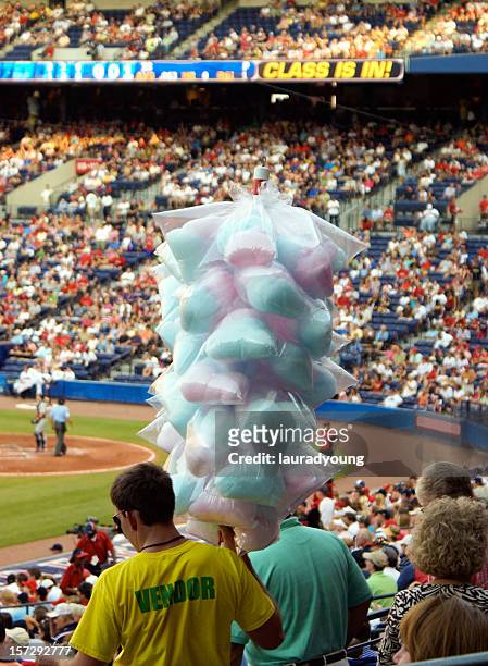 cotton candy at the game - baseball game stadium stockfoto's en -beelden