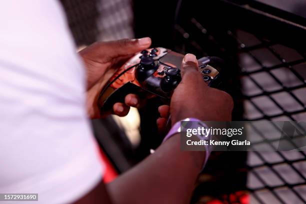 Detail shot of a game controller during the 2023 NBA 2K League - 5v5 Playoffs on August 2, 2023 at District E Gaming in Washington, DC. NOTE TO USER:...