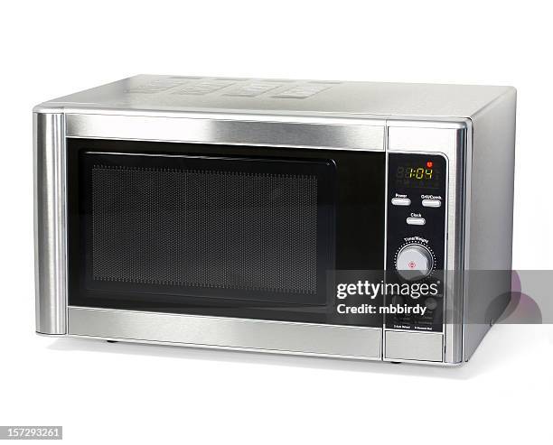 microwave oven (clipping path), isolated on white background - micro bildbanksfoton och bilder