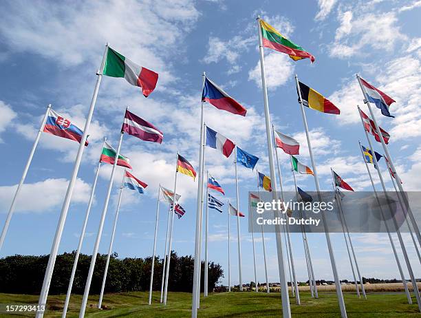 bandiere dell'unione europea - british and eu flag foto e immagini stock