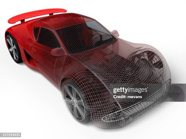 car wireframe - car wireframe stockfoto's en -beelden