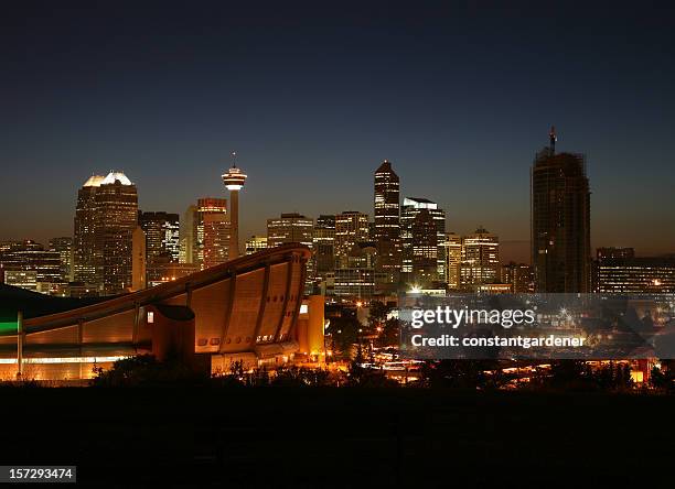 calgary e escócia saddledome à noite - calgary imagens e fotografias de stock