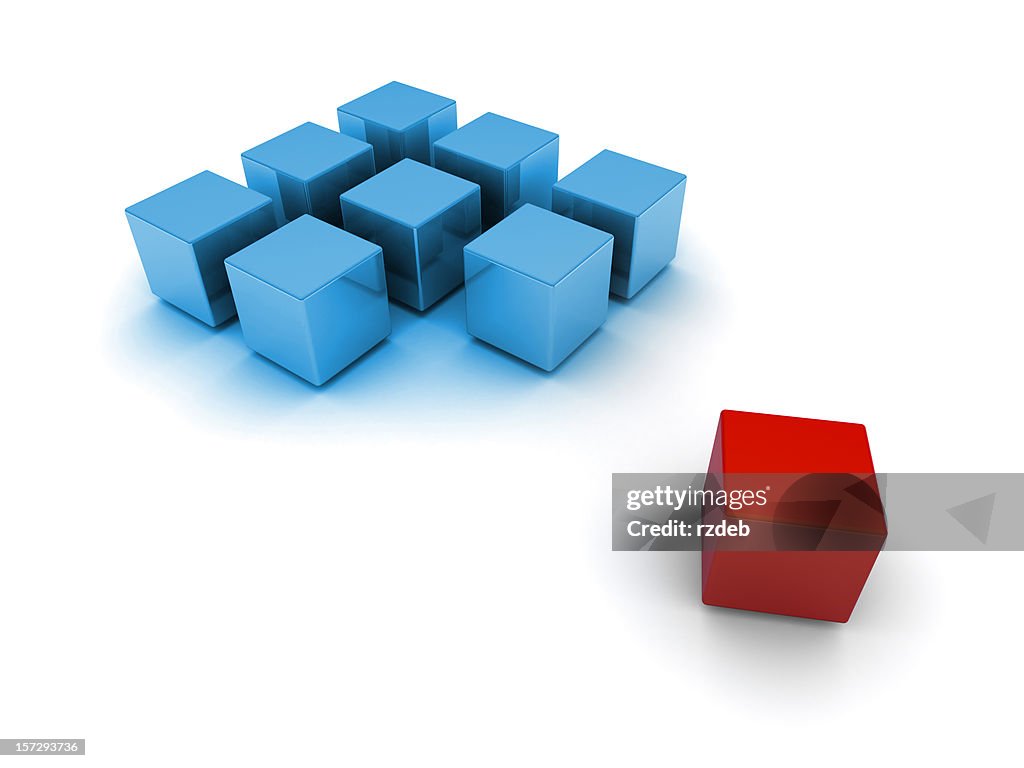 Blocks 3d-Blau und Rot