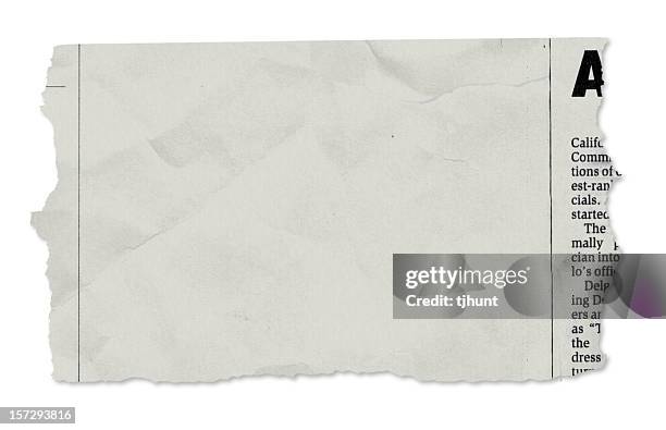 single newspaper tear - on white - newspaper headline stock pictures, royalty-free photos & images