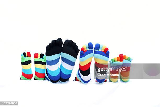 funny toe socks family - kids white socks stock pictures, royalty-free photos & images