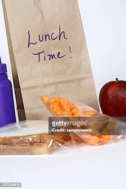 school lunch - peanut butter and jelly sandwich stock pictures, royalty-free photos & images