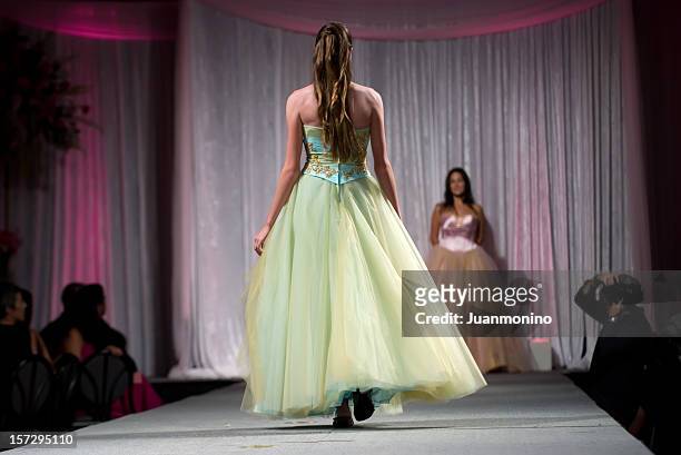 brunette model from behind - fashion show stock pictures, royalty-free photos & images