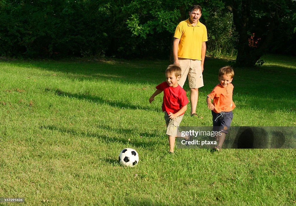 Happy family soccer