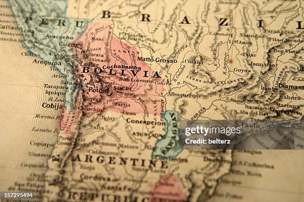 bolivia - paraguay map stock pictures, royalty-free photos & images