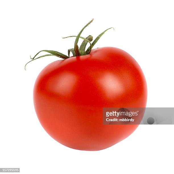 fresh tomato, isolated on white background - tomato isolated stock pictures, royalty-free photos & images