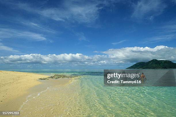 a breath-taking view of fantasy island with clear waters - fiji people stock pictures, royalty-free photos & images