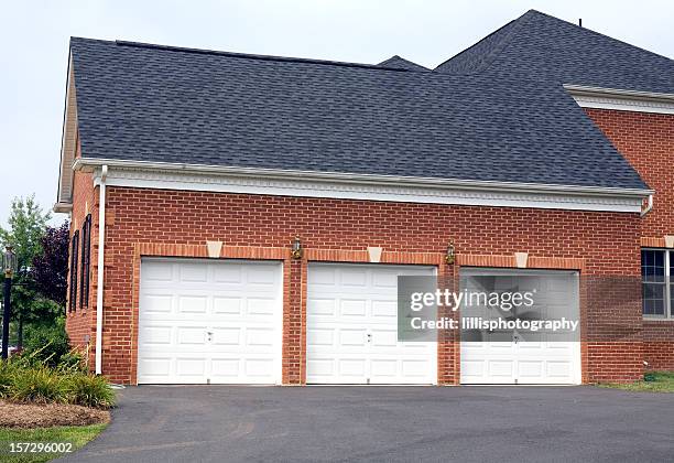 three car garage  home  suburbia - garage bildbanksfoton och bilder