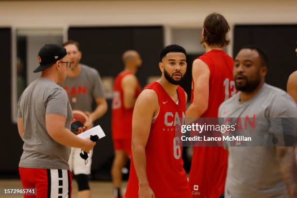 August 2 - Cory Joseph of Canada's men's basketball team is pictured during the FIBA Men's Basketball World Cup training camp at the OVO Athletic...