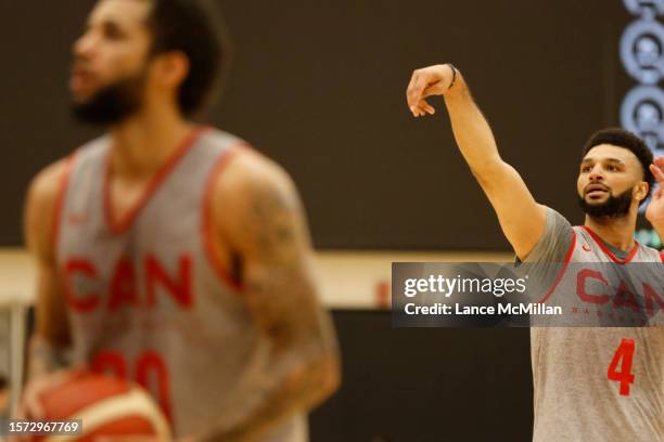 August 2 - Canada's men's basketball team practices during the FIBA Men's Basketball World Cup training camp at the OVO Athletic Centre in Toronto....