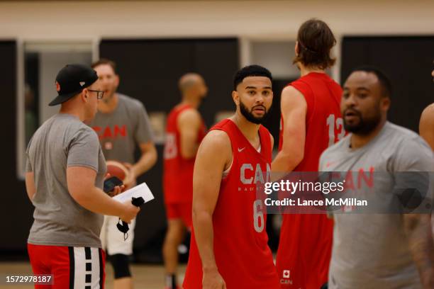 August 2 - Cory Joseph of Canada's men's basketball team is pictured during the FIBA Men's Basketball World Cup training camp at the OVO Athletic...