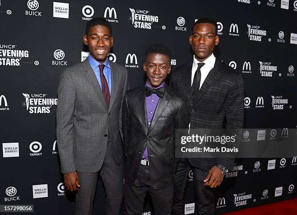 Actors Kwame Boateng, Kwesi Boakye and Kofi Siriboe arrive at UNCF's 34th Annual An Evening Of Stars held at Pasadena Civic Auditorium on December 1,...