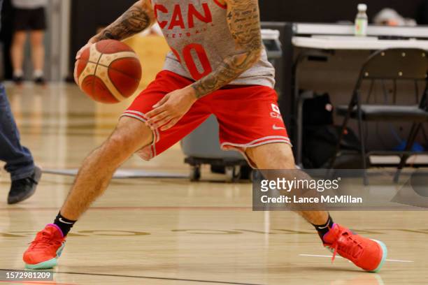 August 2 - Canada's men's basketball team practices during the FIBA Men's Basketball World Cup training camp at the OVO Athletic Centre in Toronto....