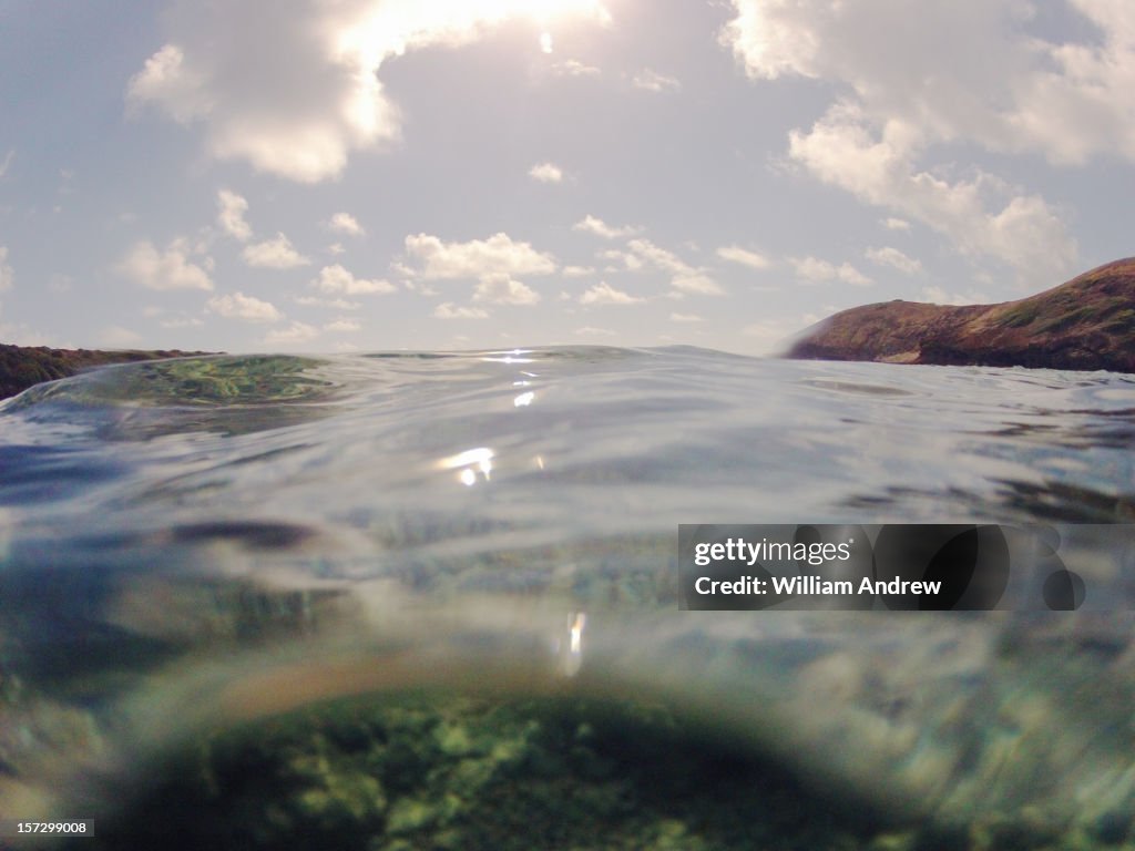 Half above, half below water ocean view