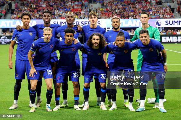 Players of Chelsea line up for a team photo prior to the Premier League Summer Series match between Chelsea FC and Newcastle United at Mercedes-Benz...