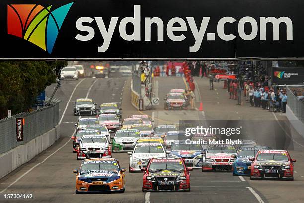 Will Davison drives the Tradingpost FPR Ford into turn one for the Sydney 500, which is round 15 of the V8 Supercars Championship Series at Sydney...