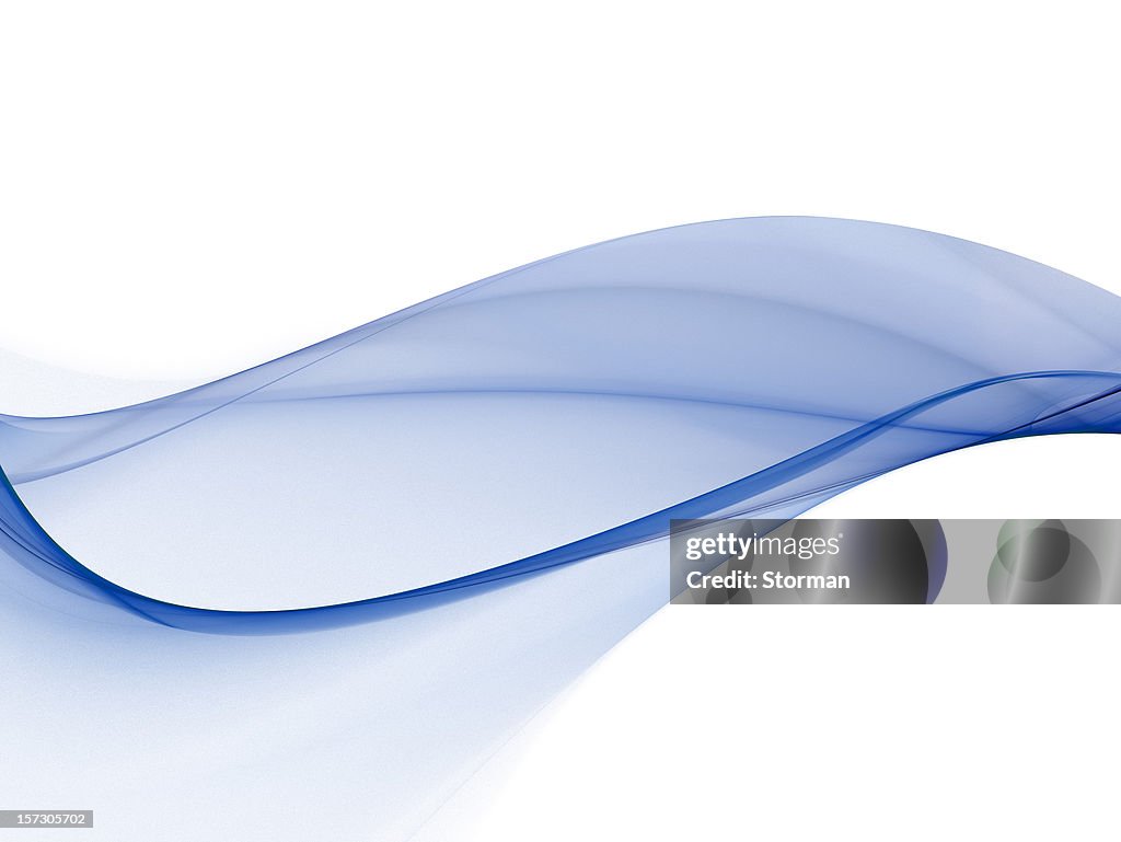 Abstract blue silky smoke against white background