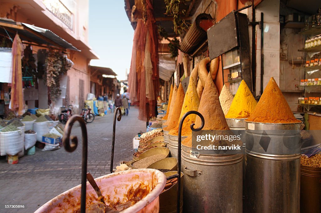 Shop with Spices on the Street in Marrakesh