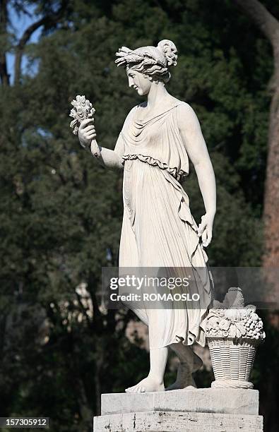 neo-classical sculpture of a woman - piazza del popolo, rome - woman statue stock pictures, royalty-free photos & images