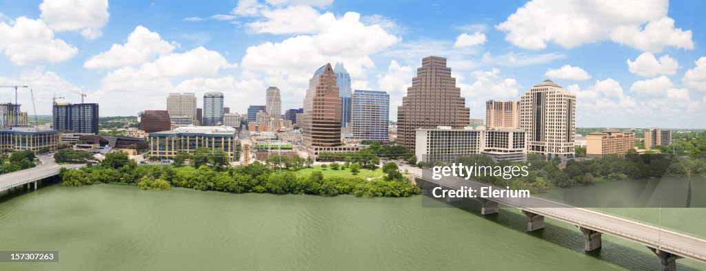 Aerial far view of municipality of Austin Texas