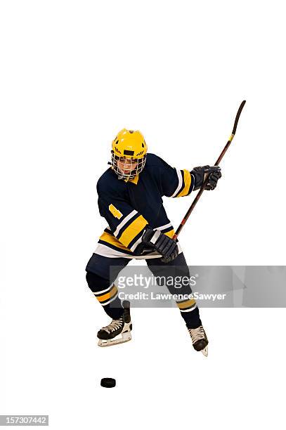 youth hockey action - kids ice hockey stock pictures, royalty-free photos & images