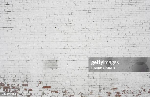 old pintó fondo de pared de ladrillo blanco patrón de diseño - bricks fotografías e imágenes de stock