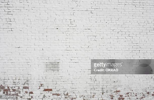 old painted white brick wall background pattern design - brick wall stock pictures, royalty-free photos & images
