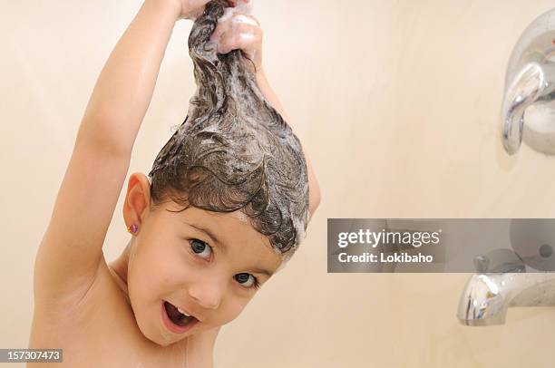 tall soapy hair - girl shower stock pictures, royalty-free photos & images