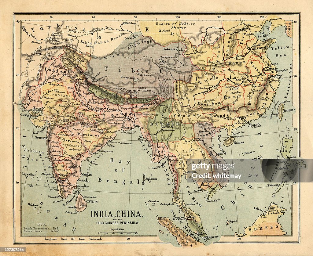Mid-Victorian Mapa da Indochina