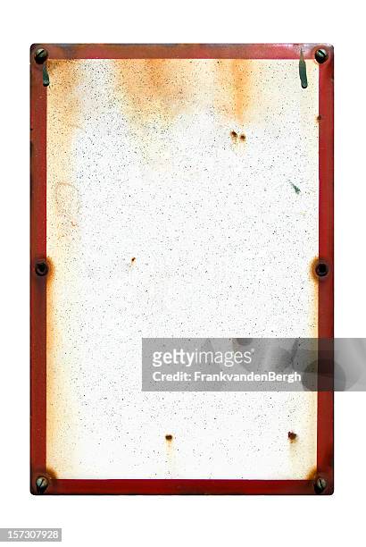 blank metal sign with red band and screws - sign stock pictures, royalty-free photos & images