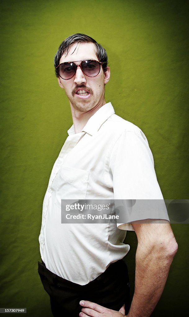 Dancing Mustache 70's Guy With Sunglasses