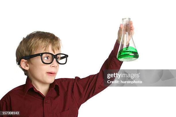 mr science - bril met hoornen montuur stockfoto's en -beelden