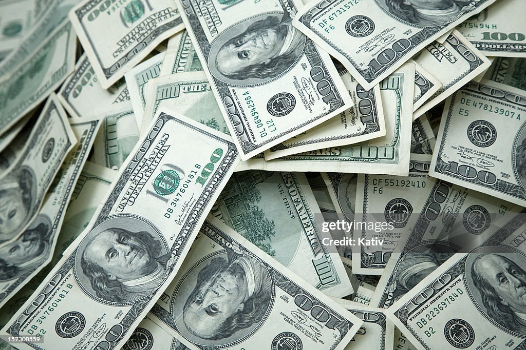 Money Pile $100 dollar bills